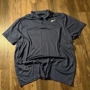 Nike Golf Dri-FIT Men's Blue Heathered Short Sleeve Polo‎ Shirt Size XL